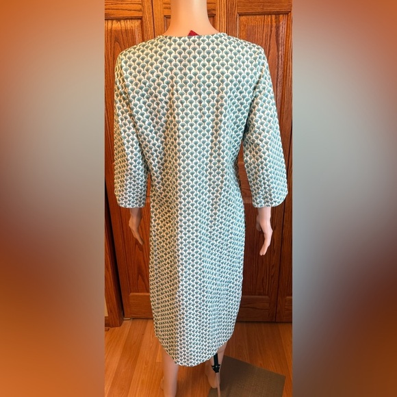NWT BIBA Kurta Tunic Dress Women Sz 38 Blue Green Floral Print V Neck 1 Piece - Picture 2 of 15